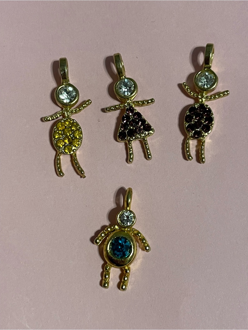 Rhinestone Birthstone Hold Tone Children Charm Pendant Bundle Lot #9987
